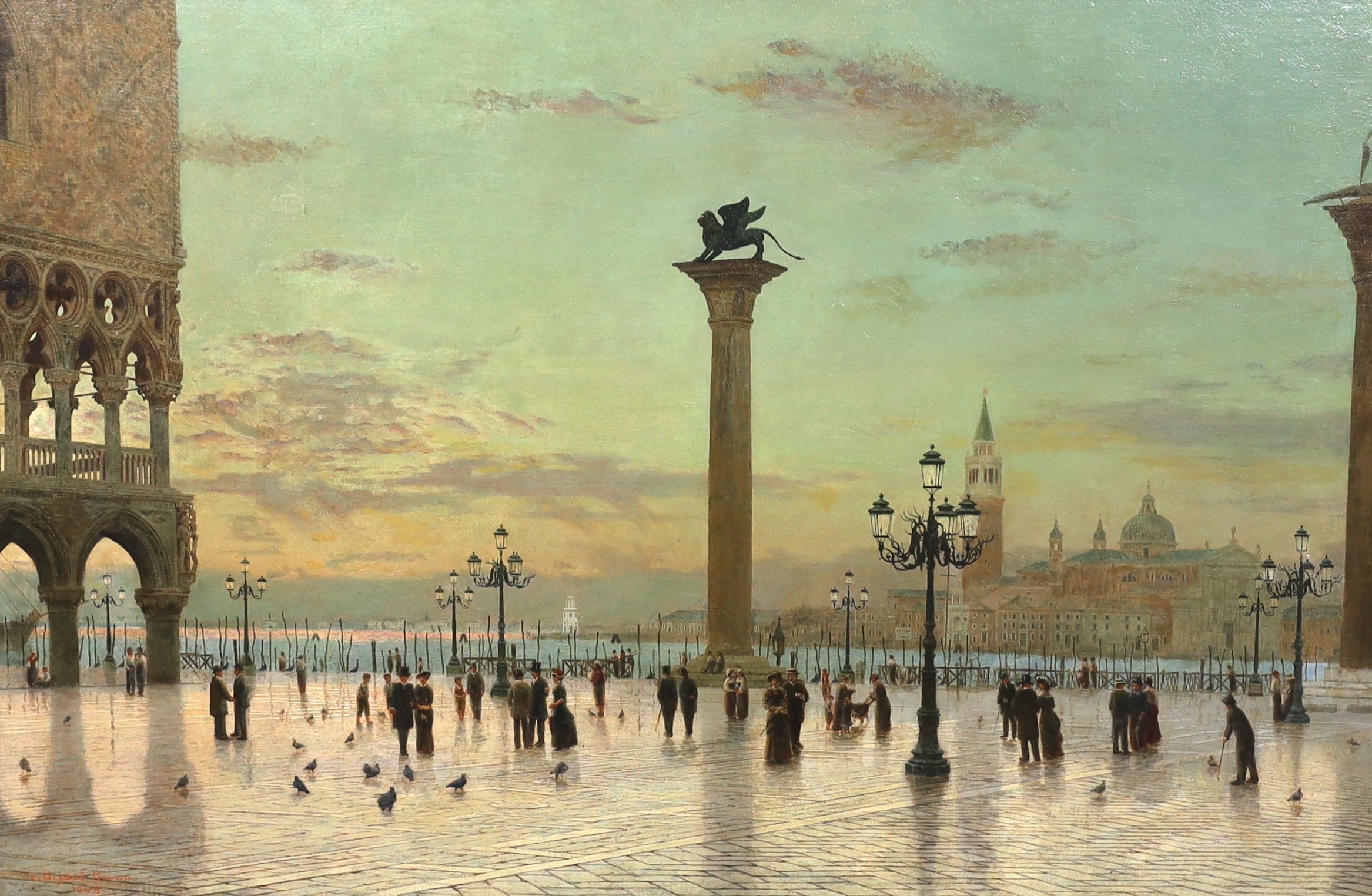 Thomas Bryant Brown (Exh.1906-1909), Venice at twilight, oil on canvas, 61 x 92cm